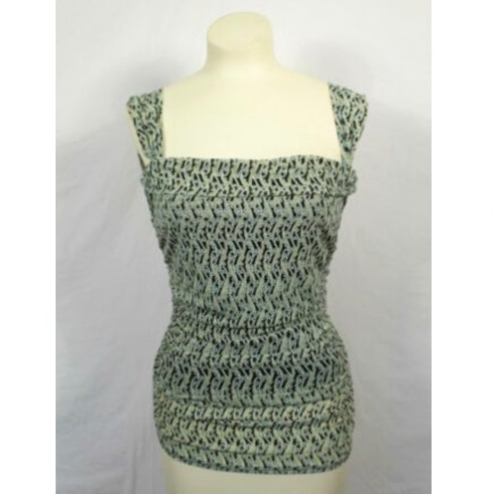 Max Studio Green Graphic Retro Top S